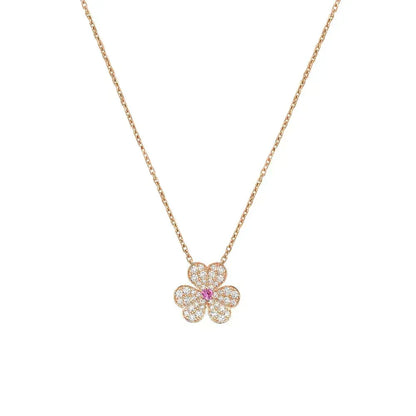[⭐Spark]FRIVOLE ROSE GOLD FLOWER DIAMOND NECKLACE