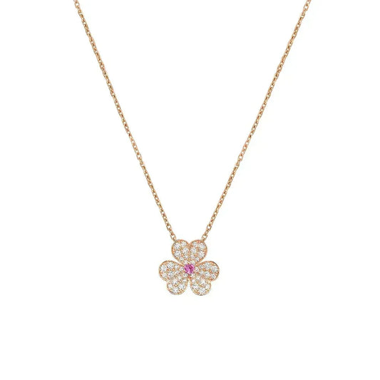 [⭐Spark]FRIVOLE ROSE GOLD FLOWER DIAMOND NECKLACE