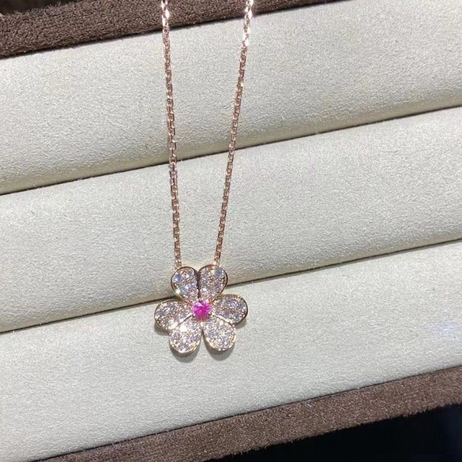 [⭐Spark]FRIVOLE ROSE GOLD FLOWER DIAMOND NECKLACE