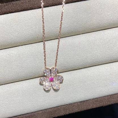 [⭐Spark]FRIVOLE ROSE GOLD FLOWER DIAMOND NECKLACE
