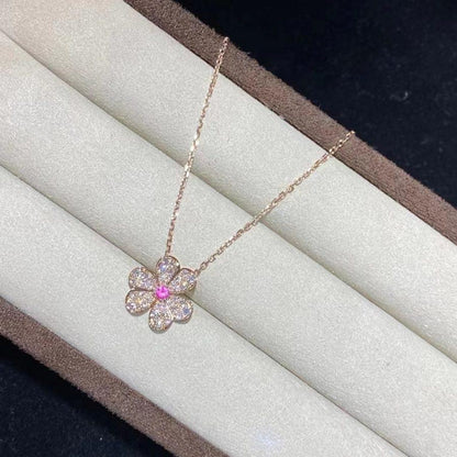 [⭐Spark]FRIVOLE ROSE GOLD FLOWER DIAMOND NECKLACE