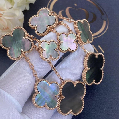 [⭐Spark]CLOVER EARRINGS DARK MOP 4 MOTIFS ROSE GOLD