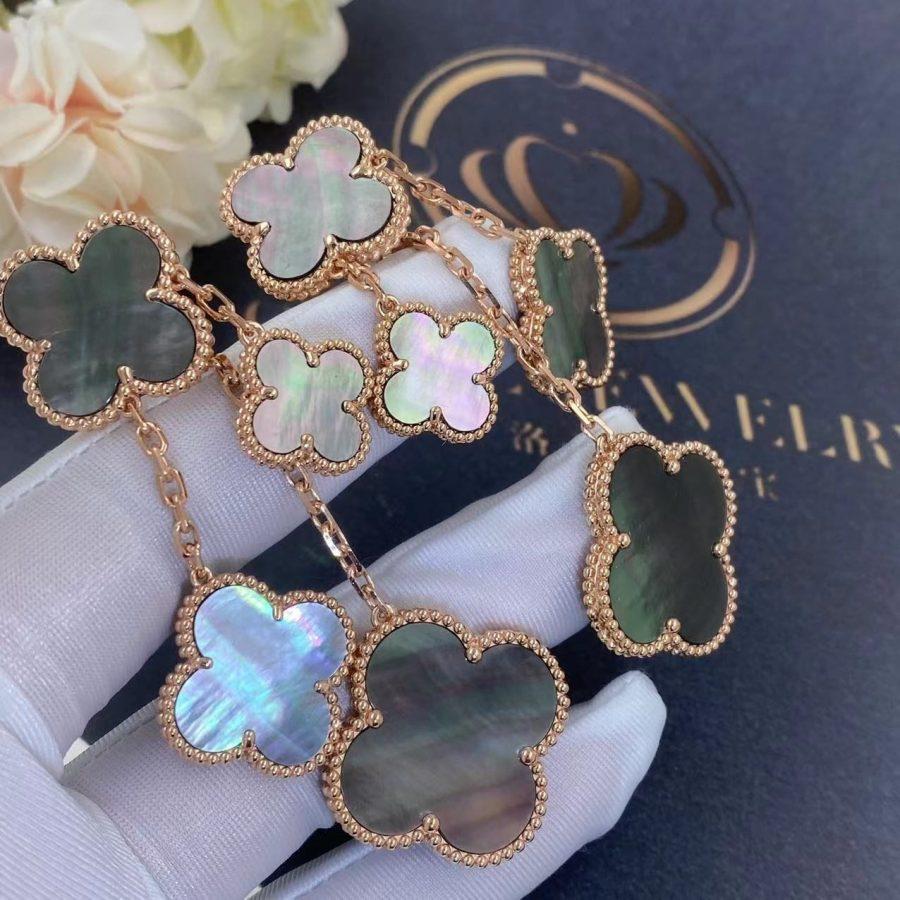 [⭐Spark]CLOVER EARRINGS DARK MOP 4 MOTIFS ROSE GOLD