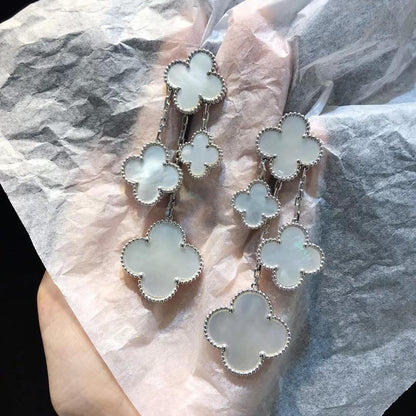 [⭐Spark]CLOVER EARRINGS WHITE MOP 4 MOTIFS SILVER