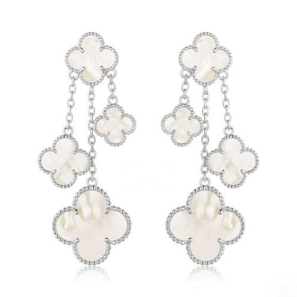 [⭐Spark]CLOVER EARRINGS WHITE MOP 4 MOTIFS SILVER