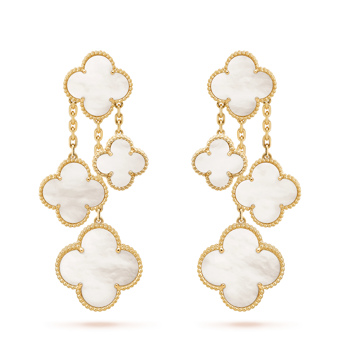 [⭐Spark]CLOVER EARRINGS WHITE MOP 4 MOTIFS GOLD