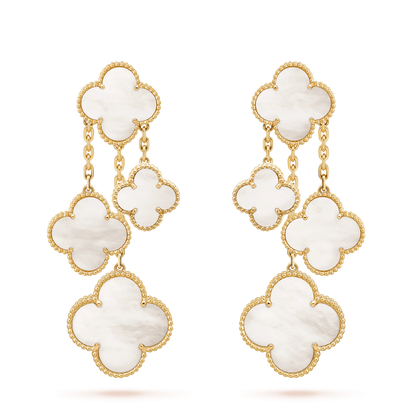 [⭐Spark]CLOVER EARRINGS WHITE MOP 4 MOTIFS GOLD