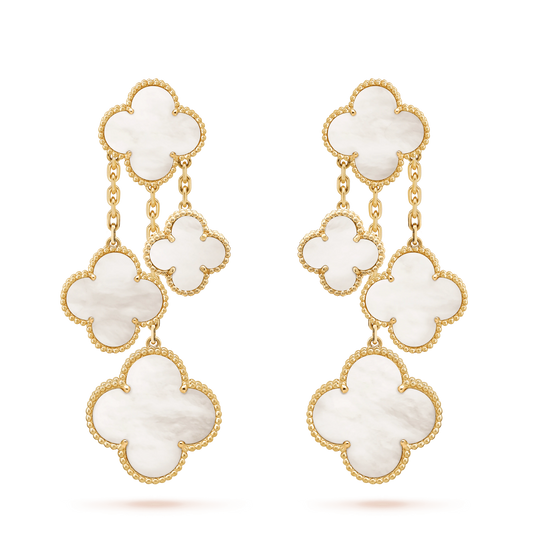 [⭐Spark]CLOVER EARRINGS WHITE MOP 4 MOTIFS GOLD