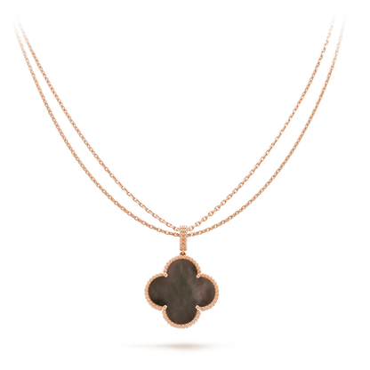 [⭐Spark]CLOVER 25MM GOLD DARK MOP BIG CLOVER NECKLACE