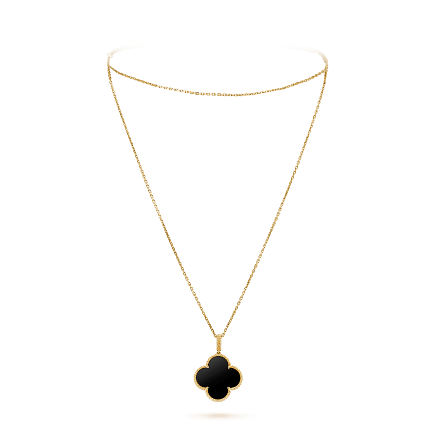 [⭐Spark]CLOVER 25MM GOLD ONYX BIG CLOVER NECKLACE