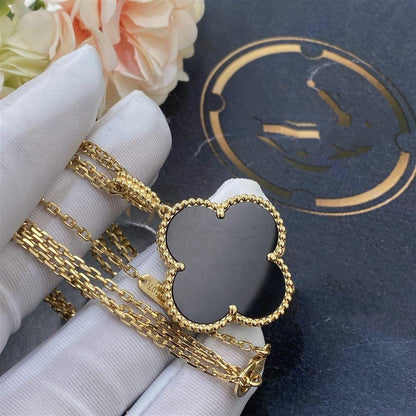 [⭐Spark]CLOVER 25MM GOLD ONYX BIG CLOVER NECKLACE