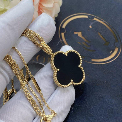 [⭐Spark]CLOVER 25MM GOLD ONYX BIG CLOVER NECKLACE