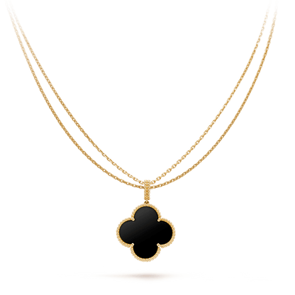 [⭐Spark]CLOVER 25MM GOLD ONYX BIG CLOVER NECKLACE