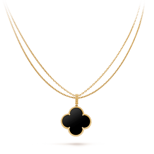 [⭐Spark]CLOVER 25MM GOLD ONYX BIG CLOVER NECKLACE