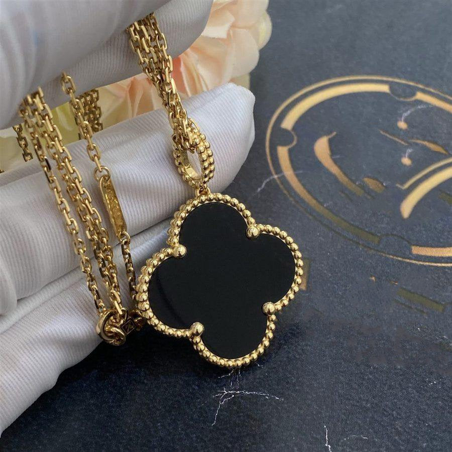 [⭐Spark]CLOVER 25MM GOLD ONYX BIG CLOVER NECKLACE
