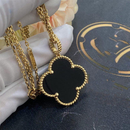 [⭐Spark]CLOVER 25MM GOLD ONYX BIG CLOVER NECKLACE