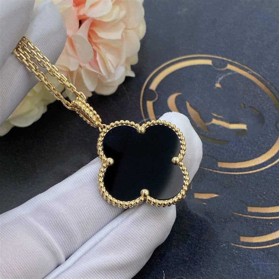[⭐Spark]CLOVER 25MM GOLD ONYX BIG CLOVER NECKLACE