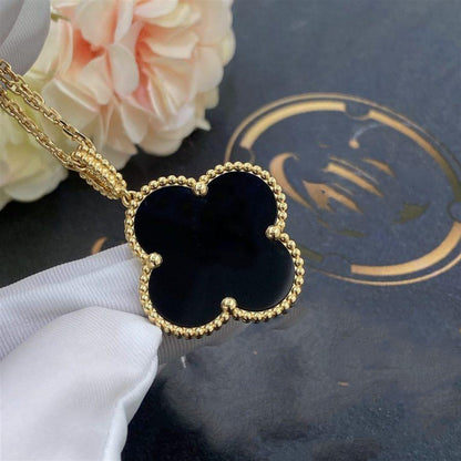 [⭐Spark]CLOVER 25MM GOLD ONYX BIG CLOVER NECKLACE