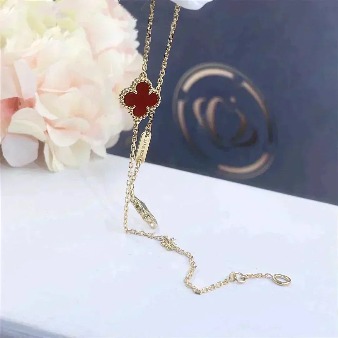 [⭐Spark]CLOVER  CARNELIAN SINGLE FLOWER BRACELET