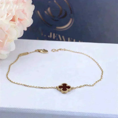 [⭐Spark]CLOVER  CARNELIAN SINGLE FLOWER BRACELET