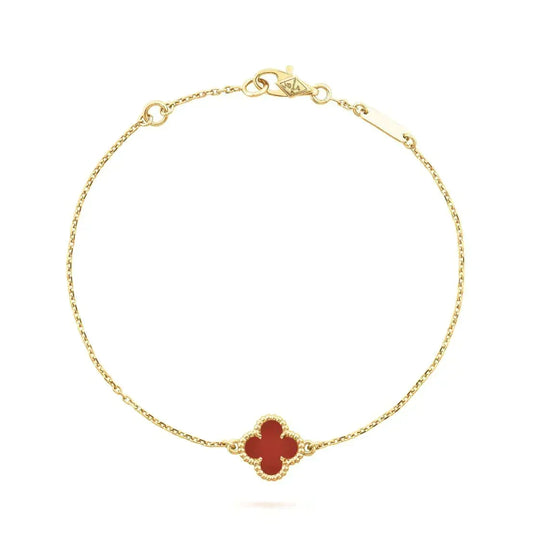 [⭐Spark]CLOVER  CARNELIAN SINGLE FLOWER BRACELET