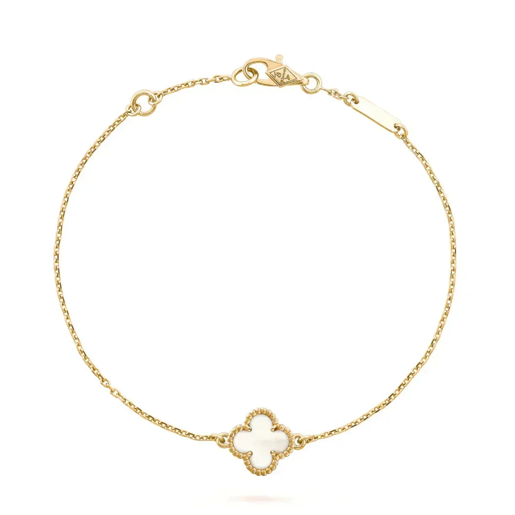 [⭐Spark]CLOVER WHITE MOP SINGLE FLOWER BRACELET