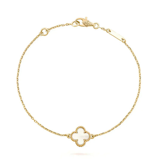 [⭐Spark]CLOVER WHITE MOP SINGLE FLOWER BRACELET