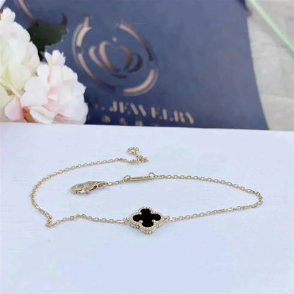 [⭐Spark]CLOVER ONYX SINGLE FLOWER BRACELET