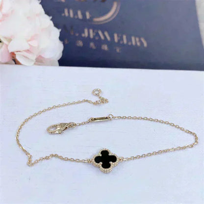 [⭐Spark]CLOVER ONYX SINGLE FLOWER BRACELET