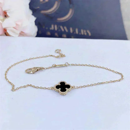 [⭐Spark]CLOVER ONYX SINGLE FLOWER BRACELET