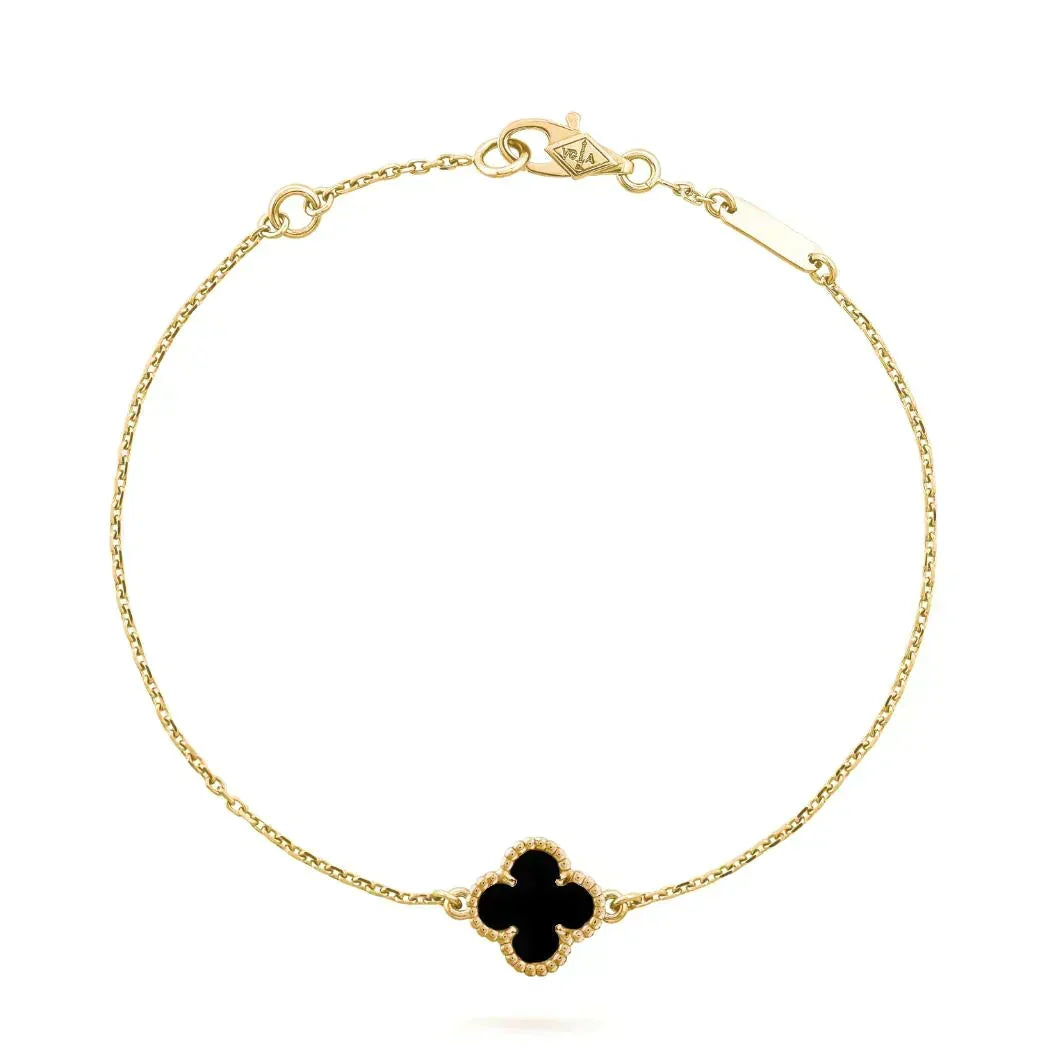 [⭐Spark]CLOVER ONYX SINGLE FLOWER BRACELET