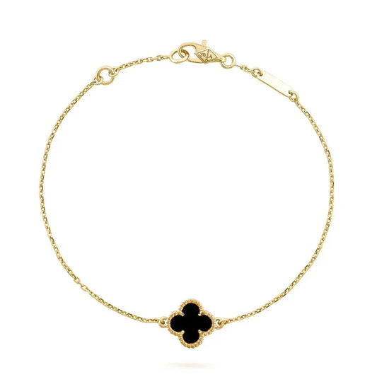 [⭐Spark]CLOVER ONYX SINGLE FLOWER BRACELET