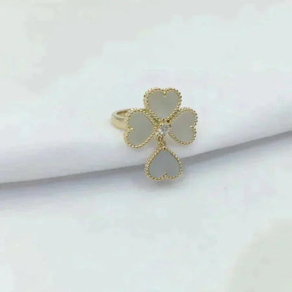 [⭐Spark]SWEET CLOVER WHITE MOP RING