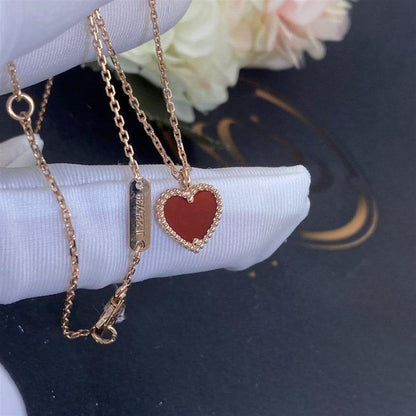 [⭐Spark]SWEET CLOVER CARNELIAN HEART NECKLACE