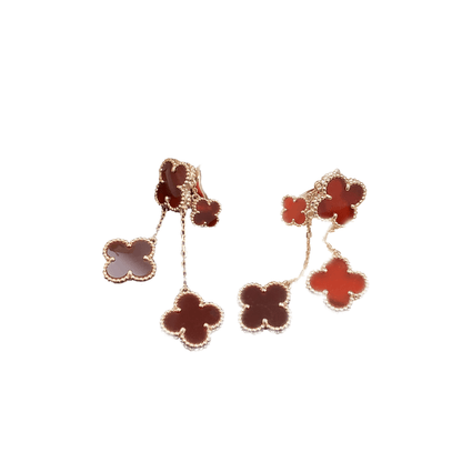 [⭐Spark]CLOVER EARRINGS CARNELIAN 4 MOTIFS PINK GOLD