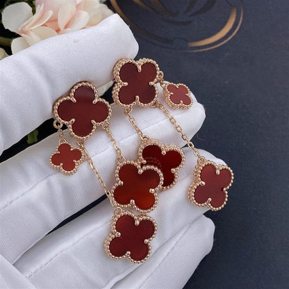 [⭐Spark]CLOVER EARRINGS CARNELIAN 4 MOTIFS PINK GOLD