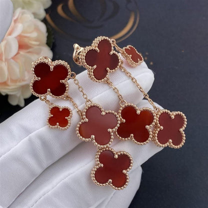 [⭐Spark]CLOVER EARRINGS CARNELIAN 4 MOTIFS PINK GOLD
