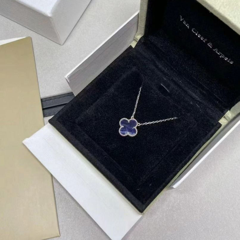 [⭐Spark]CLOVER 15MM PIETERSITE NECKLACE SILVER