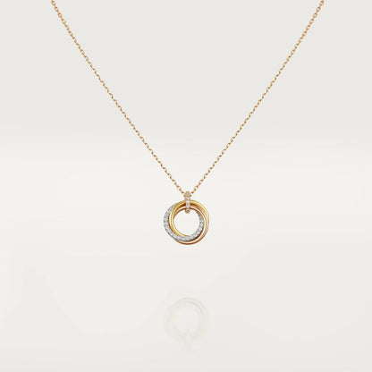 [⭐Spark]TRINITY NECKLACE SILVER GOLD PINK GOLD DIAMONDS