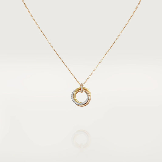 [⭐Spark]TRINITY NECKLACE SILVER GOLD PINK GOLD DIAMONDS