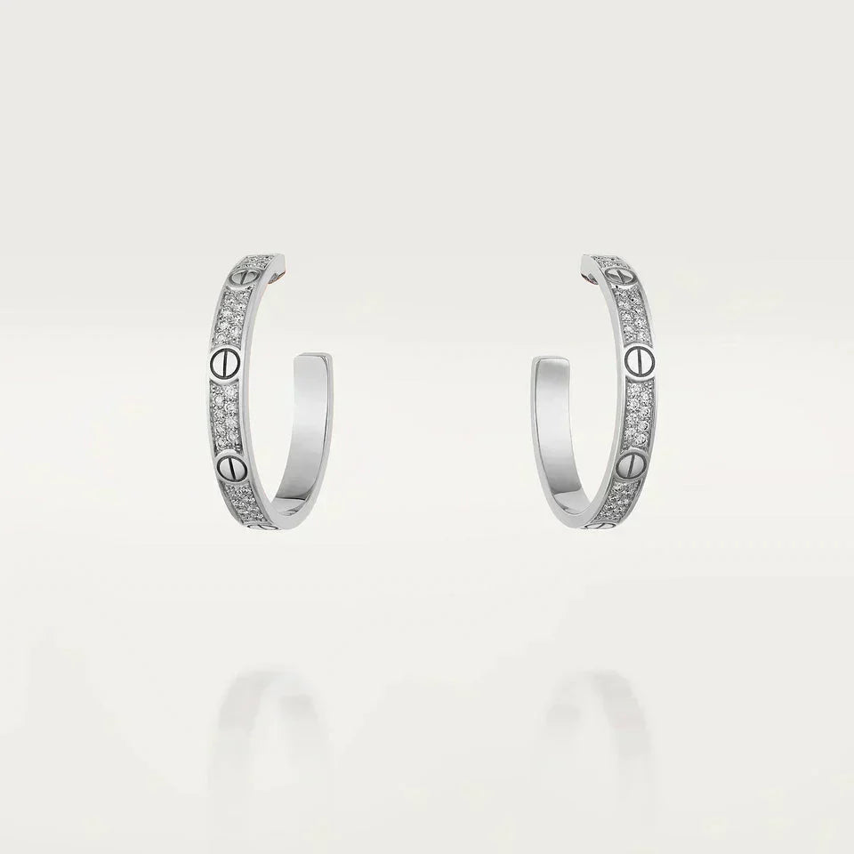 [⭐Spark]LOVE DIAMOND SILVER HOOP EARRINGS