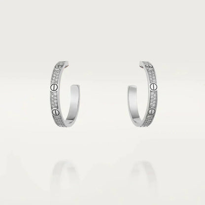 [⭐Spark]LOVE DIAMOND SILVER HOOP EARRINGS