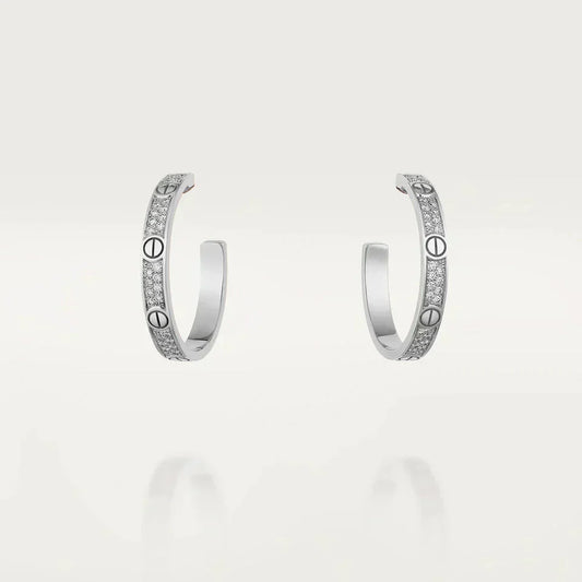 [⭐Spark]LOVE DIAMOND SILVER HOOP EARRINGS