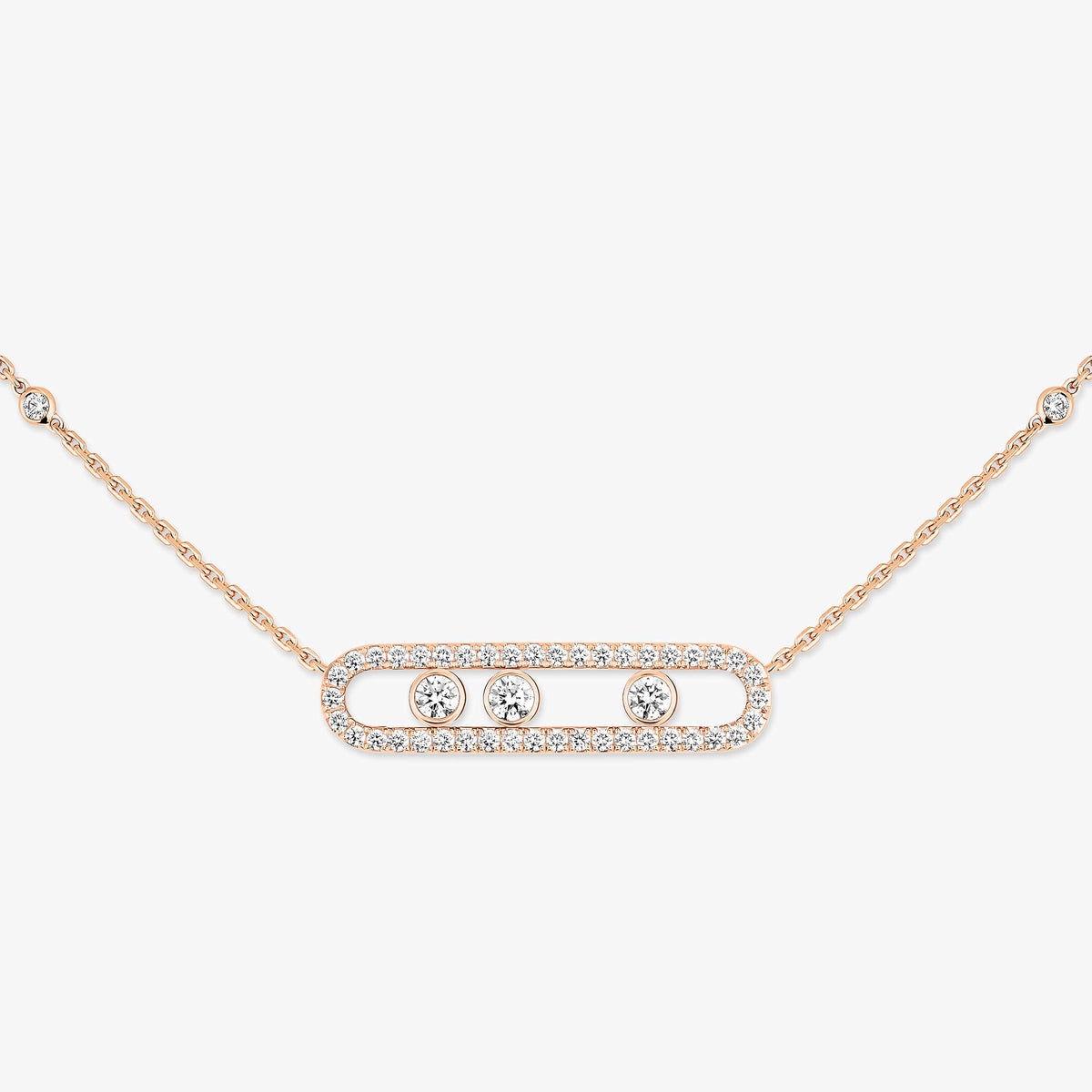 [⭐Spark] Move Pave_ Rose Gold Diamond Necklace