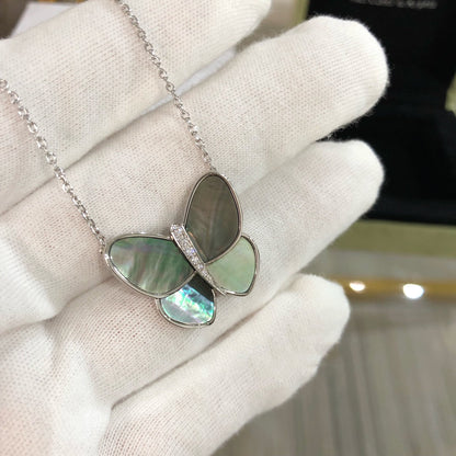 [⭐Spark]LARGE BUTTERFLY SILVER PENDANT DIAMOND NECKLACE