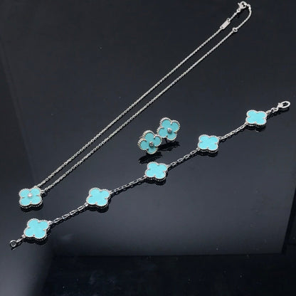 [⭐Spark]CLOVER 1 DIAMOND BLUE SKY SILVER EARRINGS
