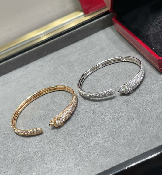 [⭐Spark]PANTHERE FULL DIAMOND OPEN BRACELET