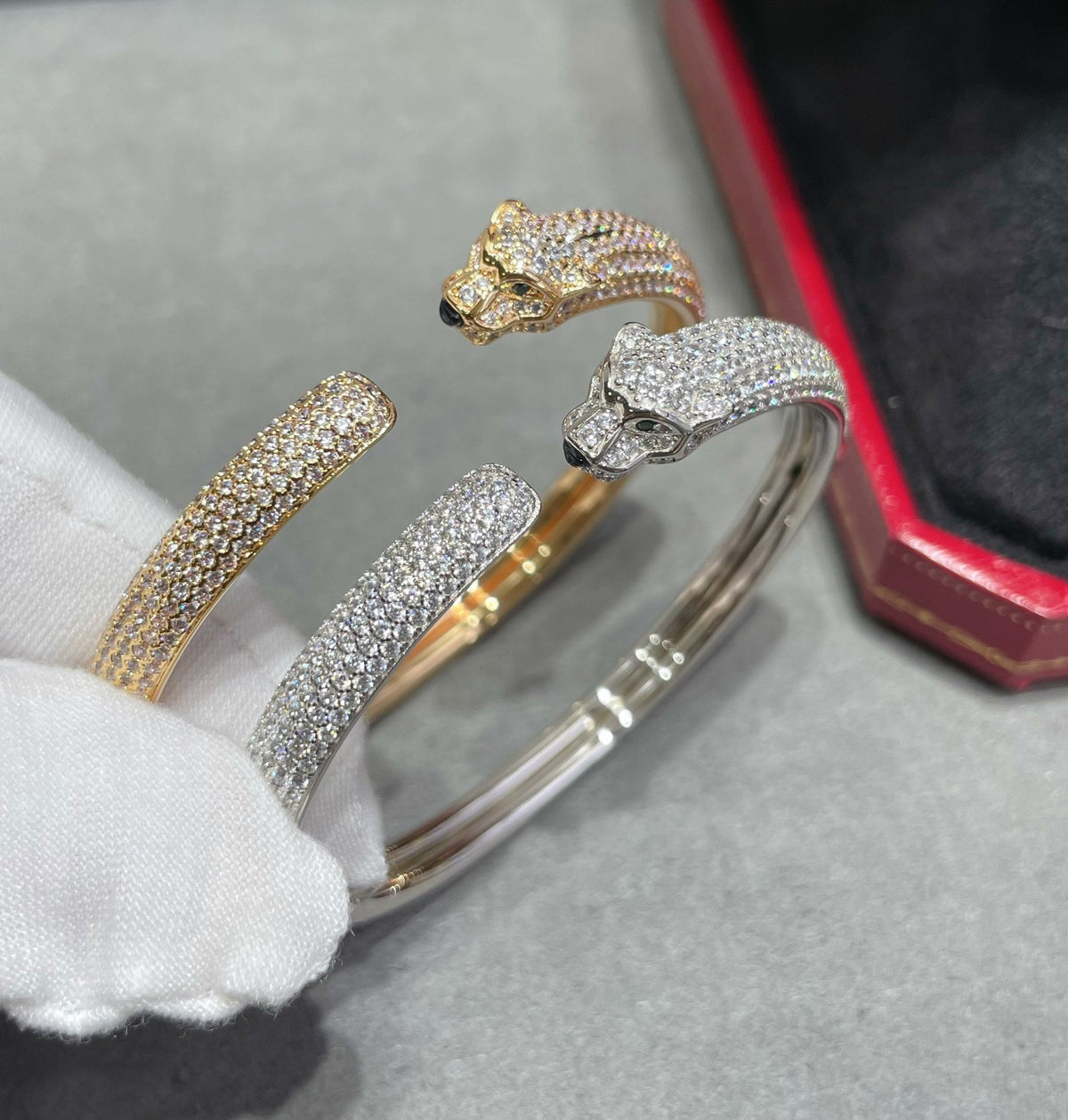 [⭐Spark]PANTHERE FULL DIAMOND OPEN BRACELET