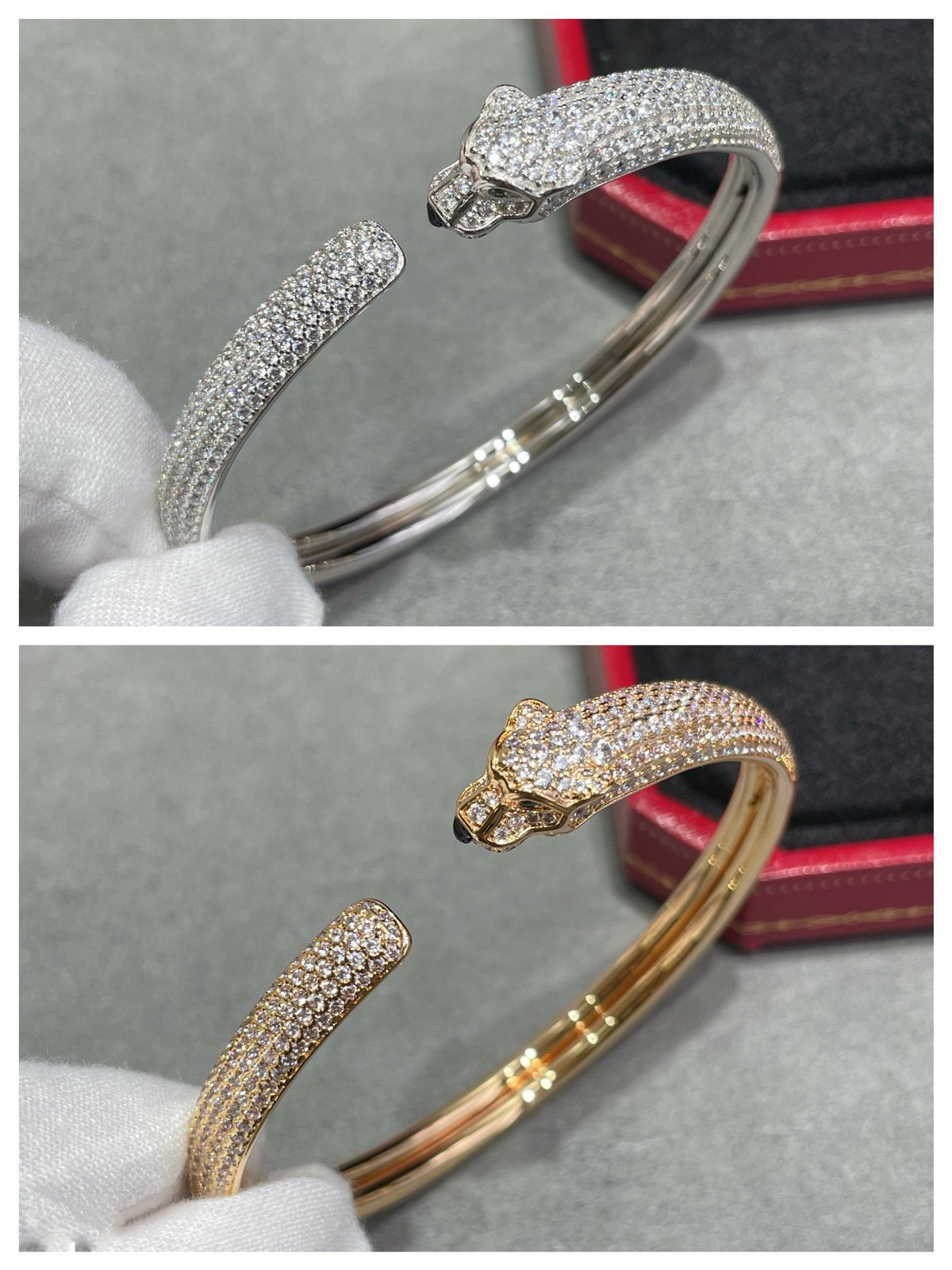 [⭐Spark]PANTHERE FULL DIAMOND OPEN BRACELET