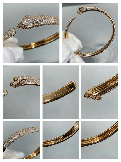 [⭐Spark]PANTHERE FULL DIAMOND OPEN BRACELET